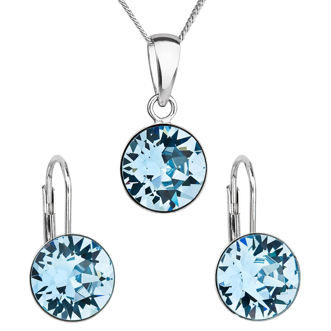 Sada strieborných šperkov s kameňmi Crystals from Swarovski ® Aqua