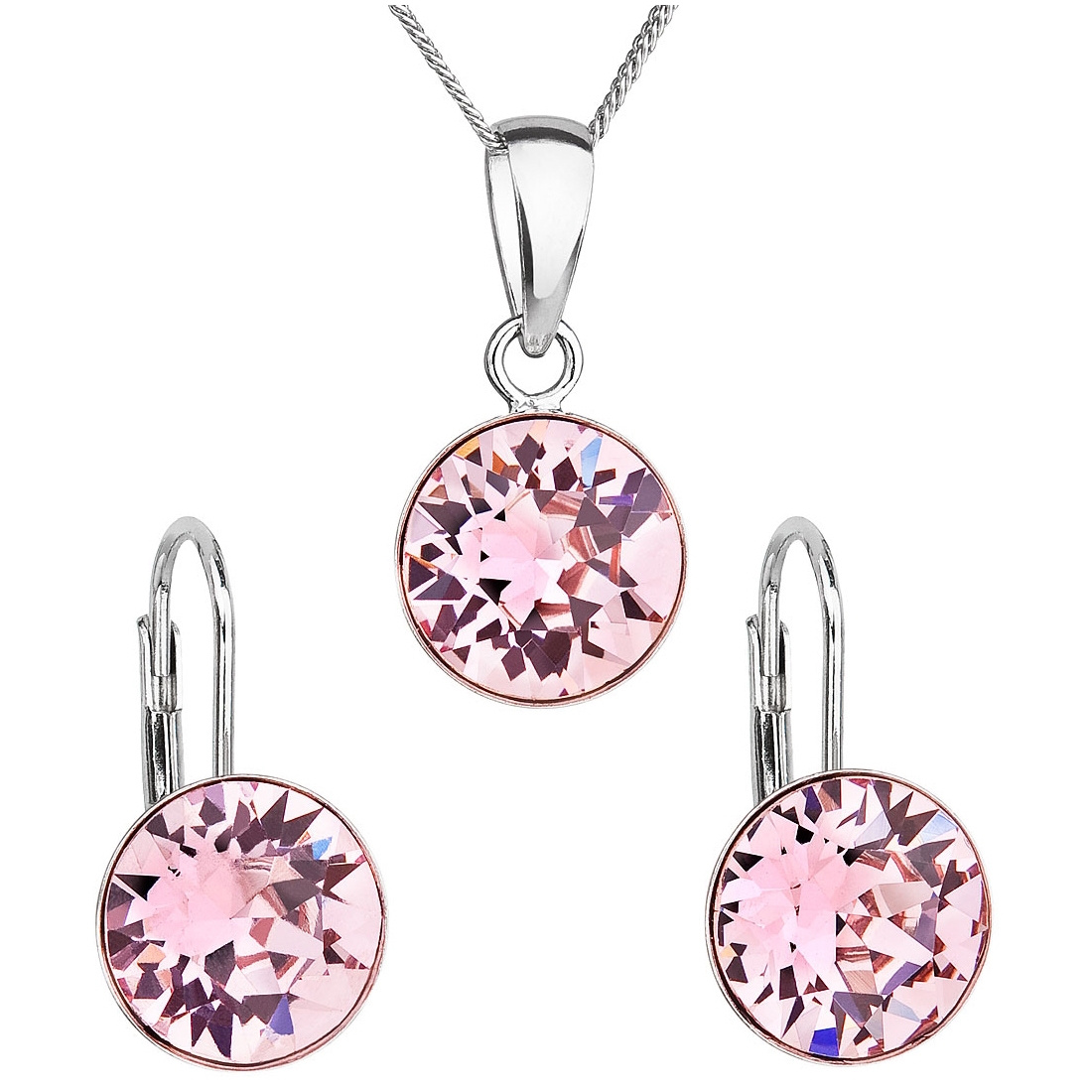 Sada strieborných šperkov s kameňmi Crystals from Swarovski ® Rose