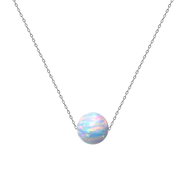 Strieborný opálový náhrdelník - gulička 7 mm