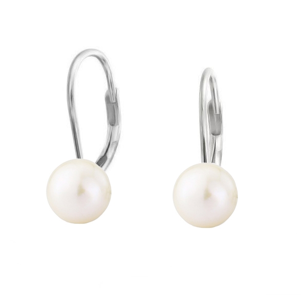 Strieborné perlové náušnice - biele perly 8 mm