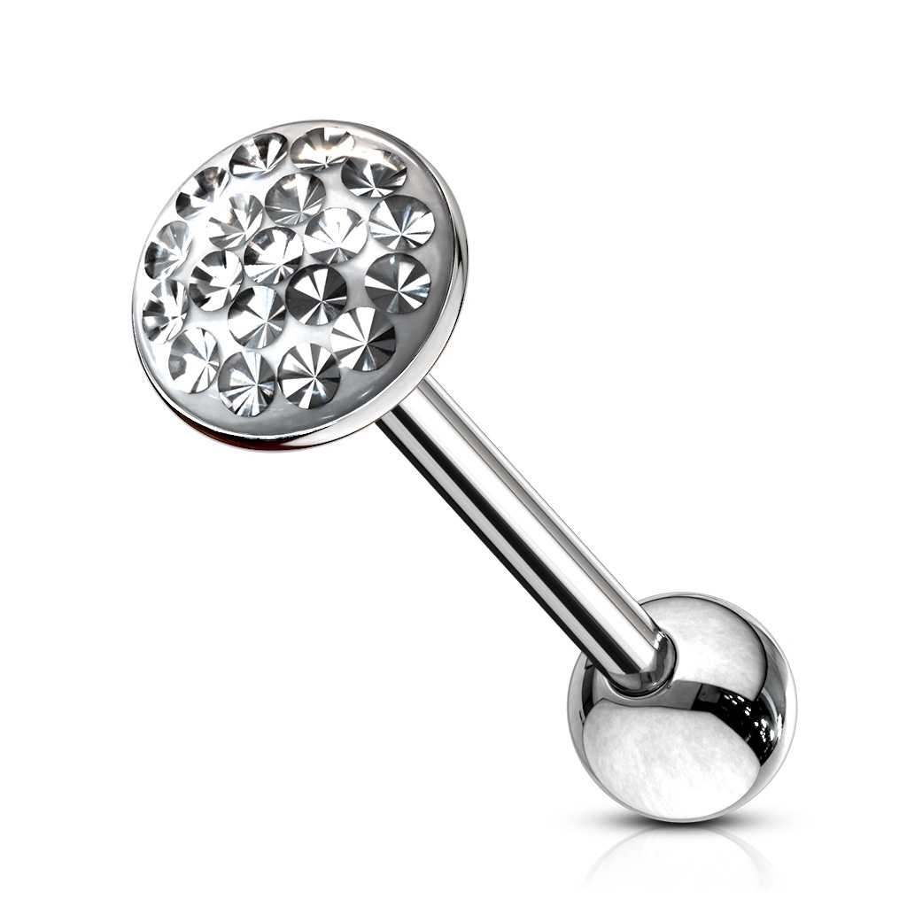 Šperky4U Piercing do jazyka osázený zirkony - PJ01058-C