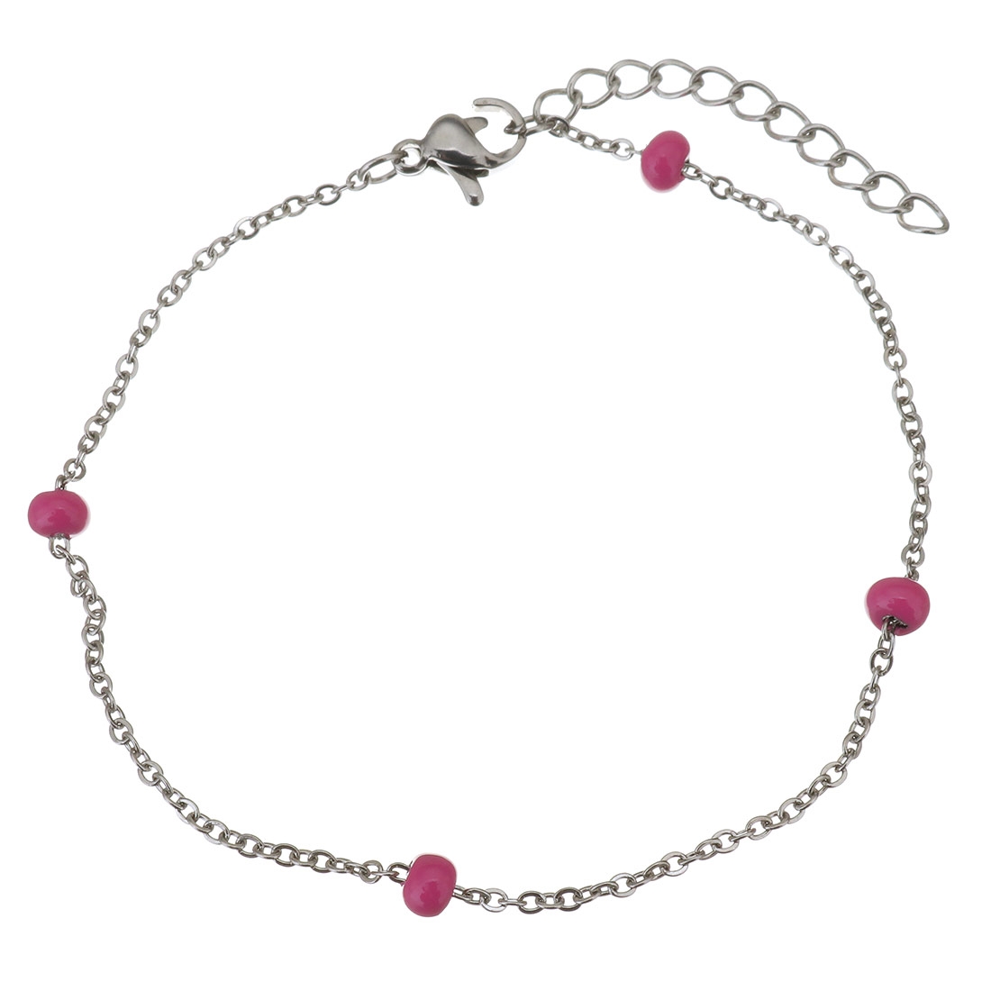 Šperky4U Ocelový náramek s růžovými korálky - OPA1601-P