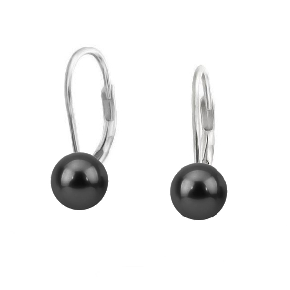 Strieborné náušnice - čierne perly 6 mm