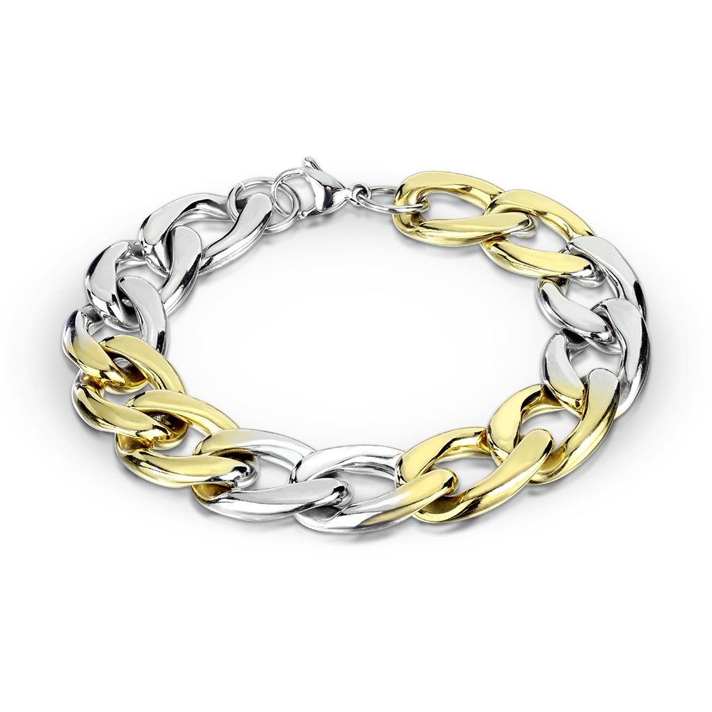 Šperky4U Pánský ocelový náramek zlacený, tl. 12 mm - OPA1602-012