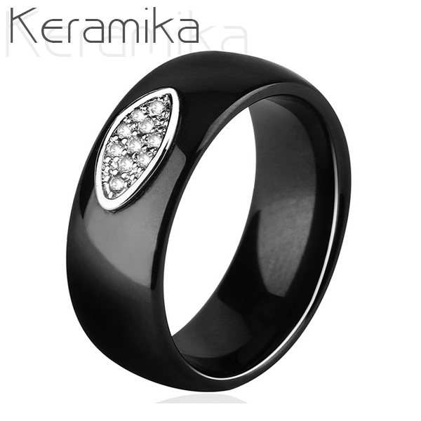 NUBIS® Keramický prsten černý, šíře 8 mm, vel. 52 - velikost 52 - KM1008-8-52