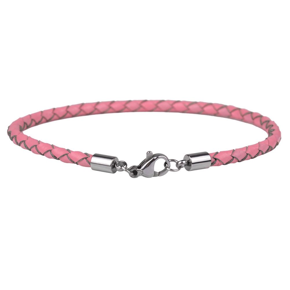 Šperky4U Růžový splétaný náramek koženka - NR1268-P