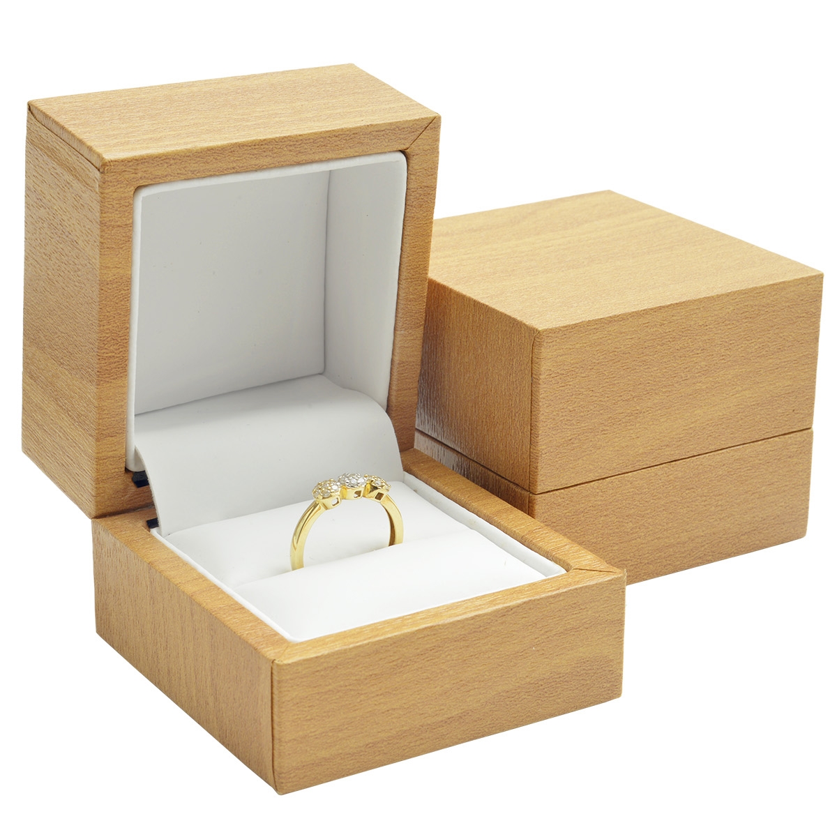 Plastová krabička na prsteň - imitácia dreva