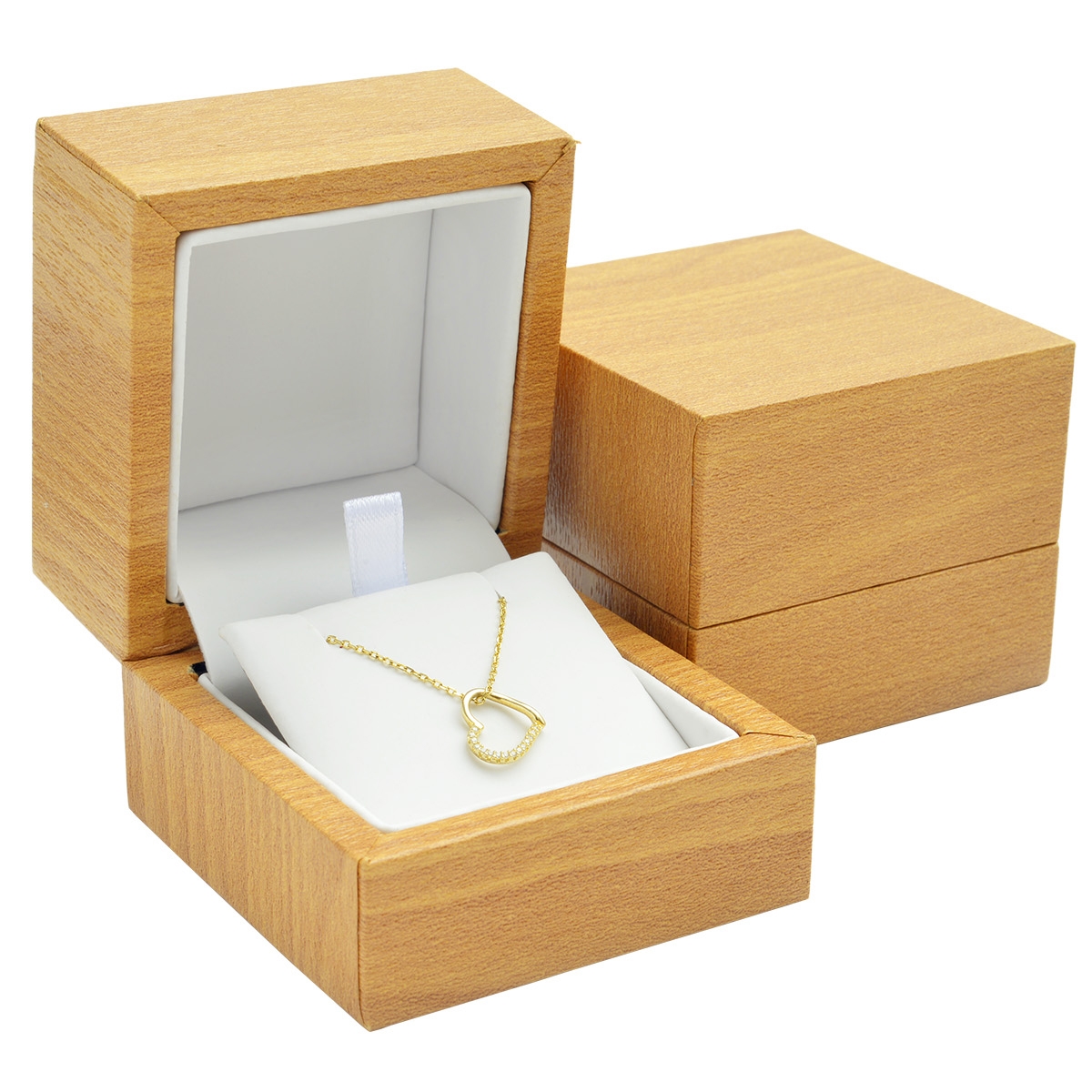 Plastová krabička na náhrdelník - imitácia dreva