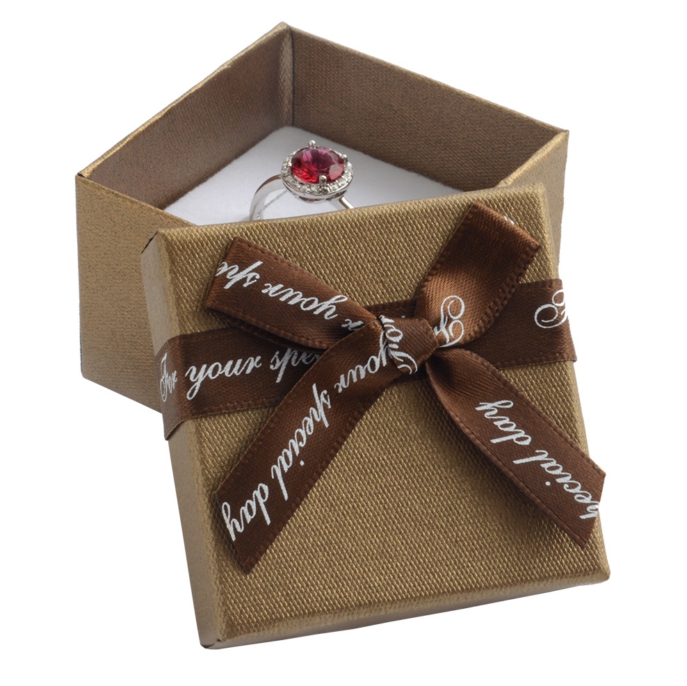 Darčeková krabička na prsteň / náušnice, hnedá s hnedou mašľou