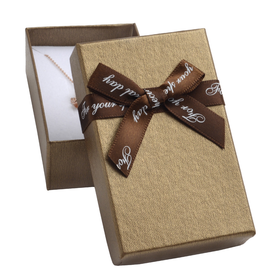 Darčeková krabička na súpravu šperkov, hnedá s hnedou mašľou