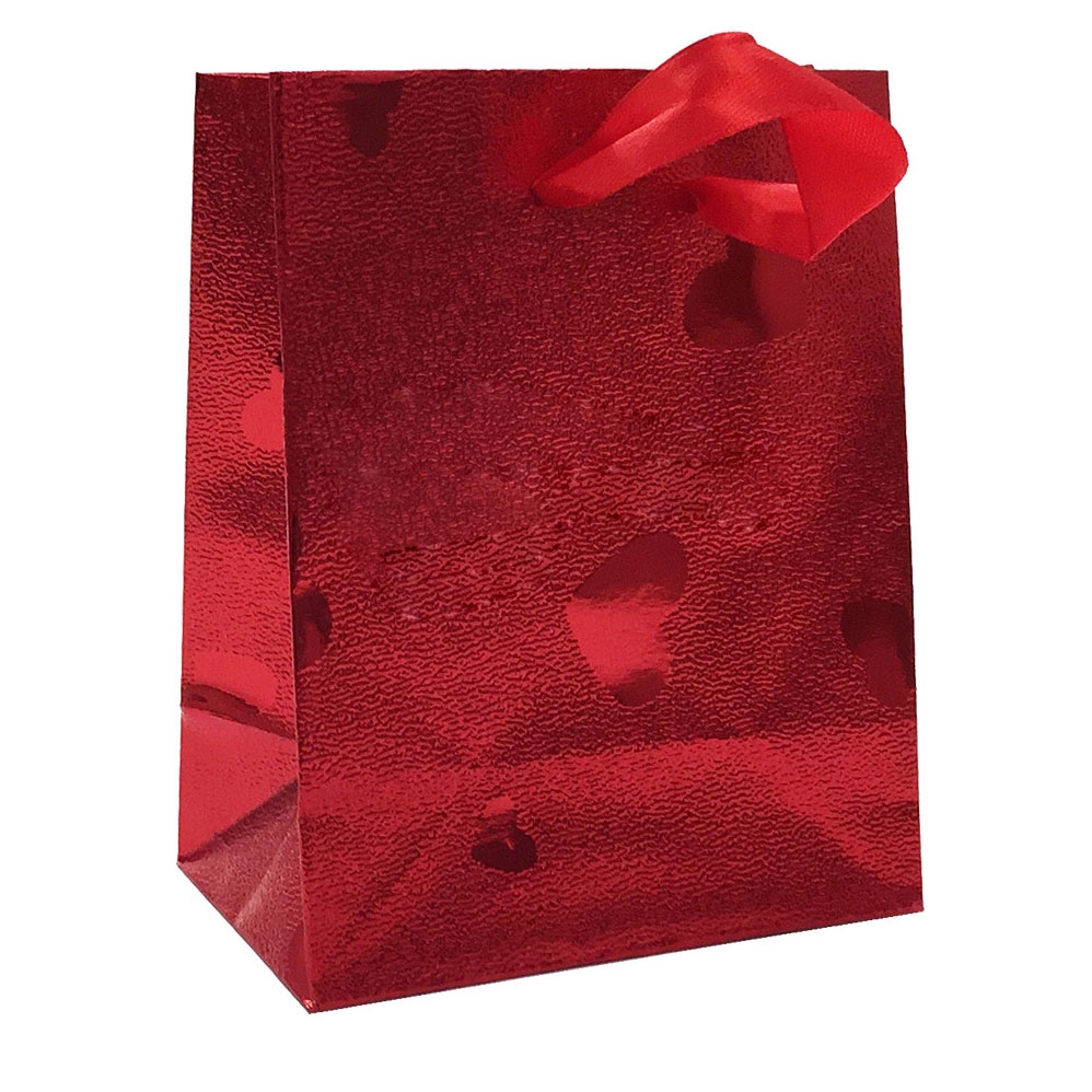 Darčeková taška červená so srdiečkami