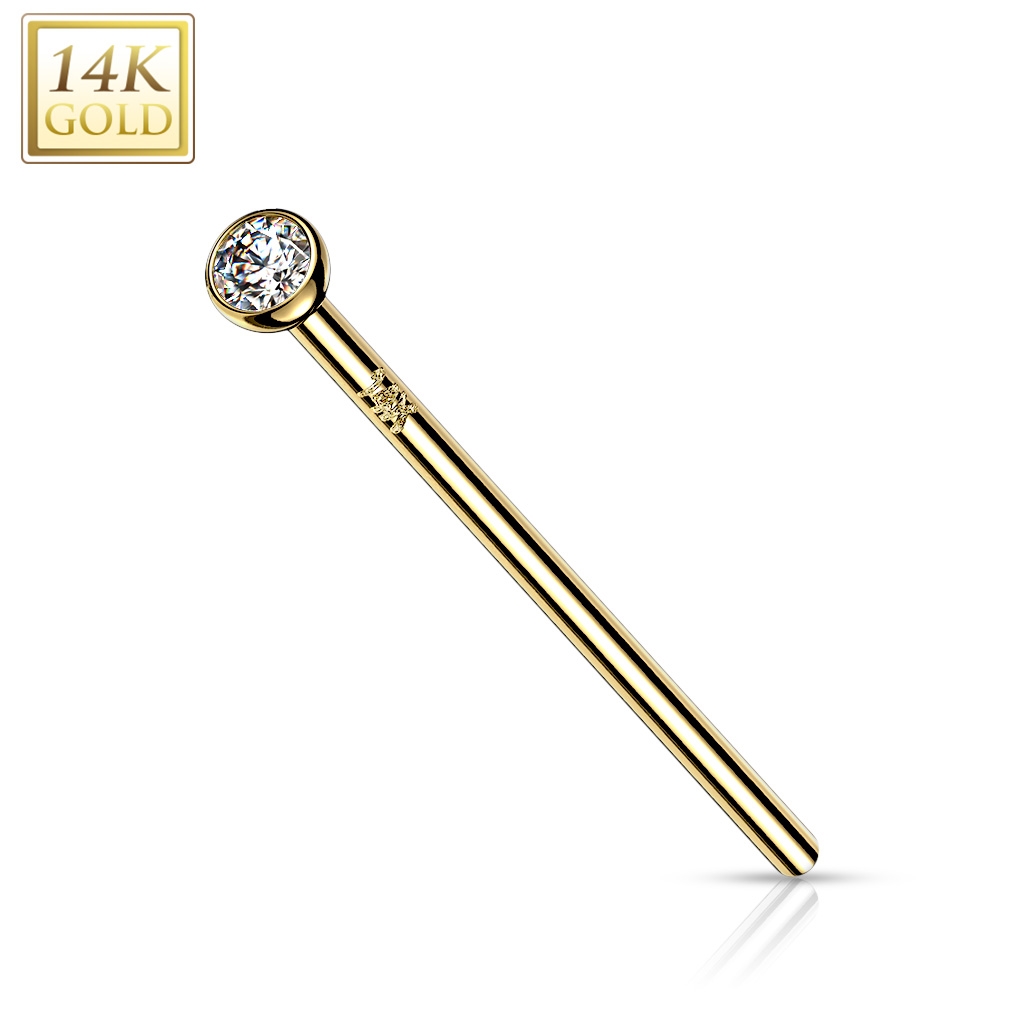 Variabilný zlatý piercing do nosa - zirkón 2 mm, Au 585/1000