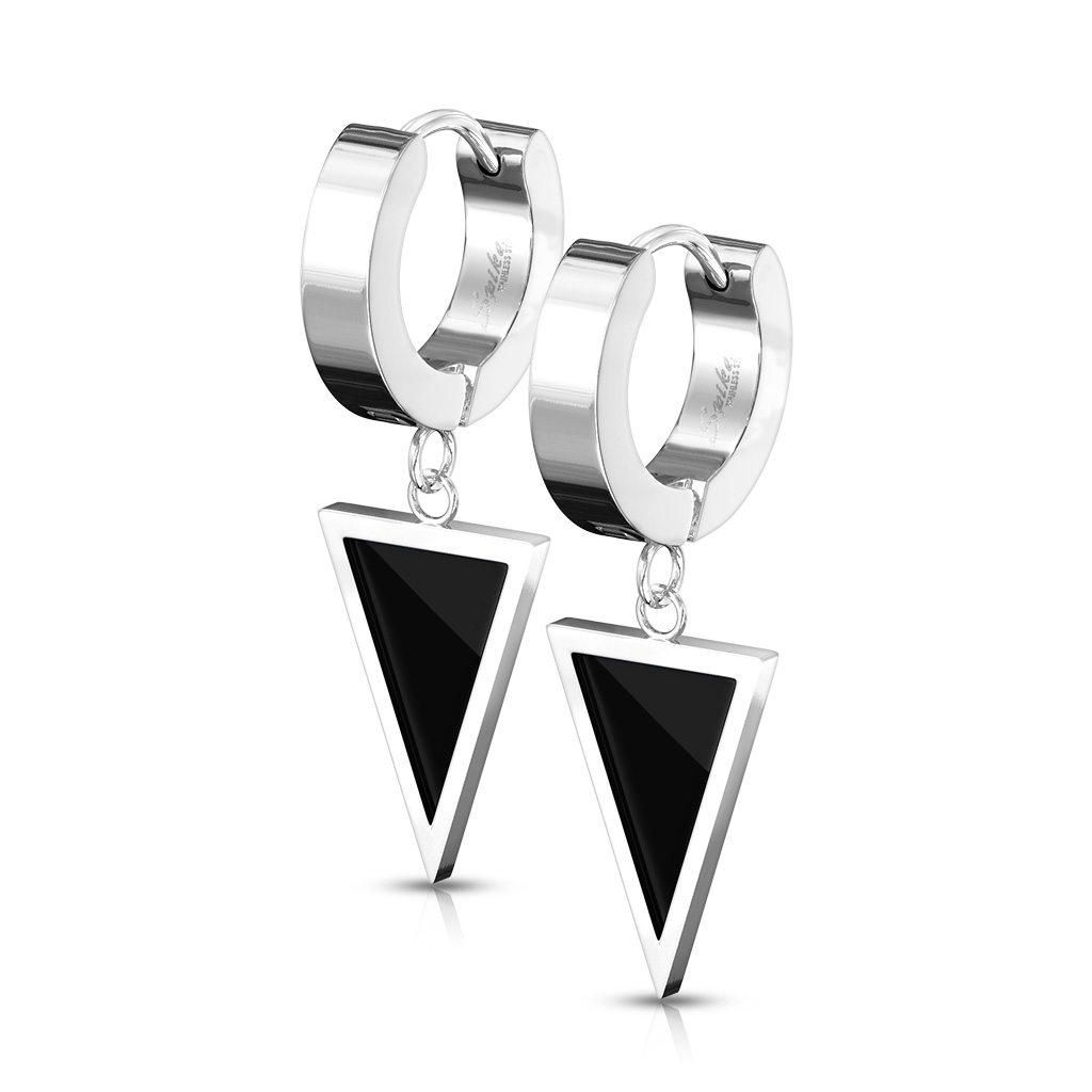 Šperky4U Ocelové náušnice kroužky s trojúhelníky - OPN1723-ST