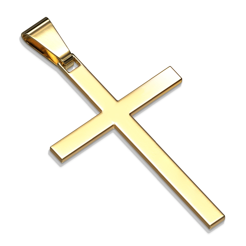 Šperky4U Zlacený ocelový přívěšek - kříž - OPP1767-GD