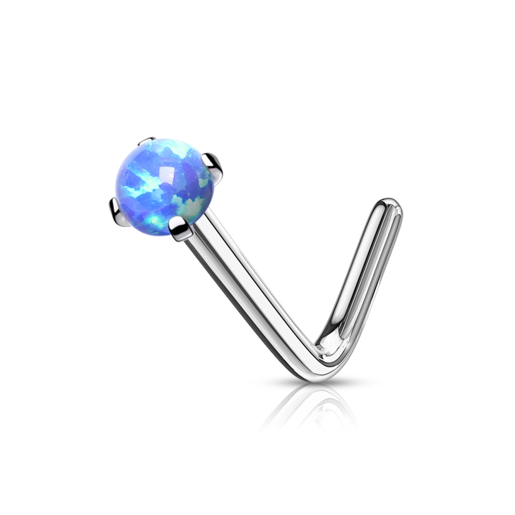 Šperky4U Zahnutý piercing do nosu - opál - N0143-OP05