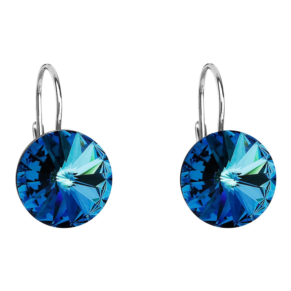 Strieborné náušnice s kryštálmi Crystals from Swarovski® Bermuda Blue