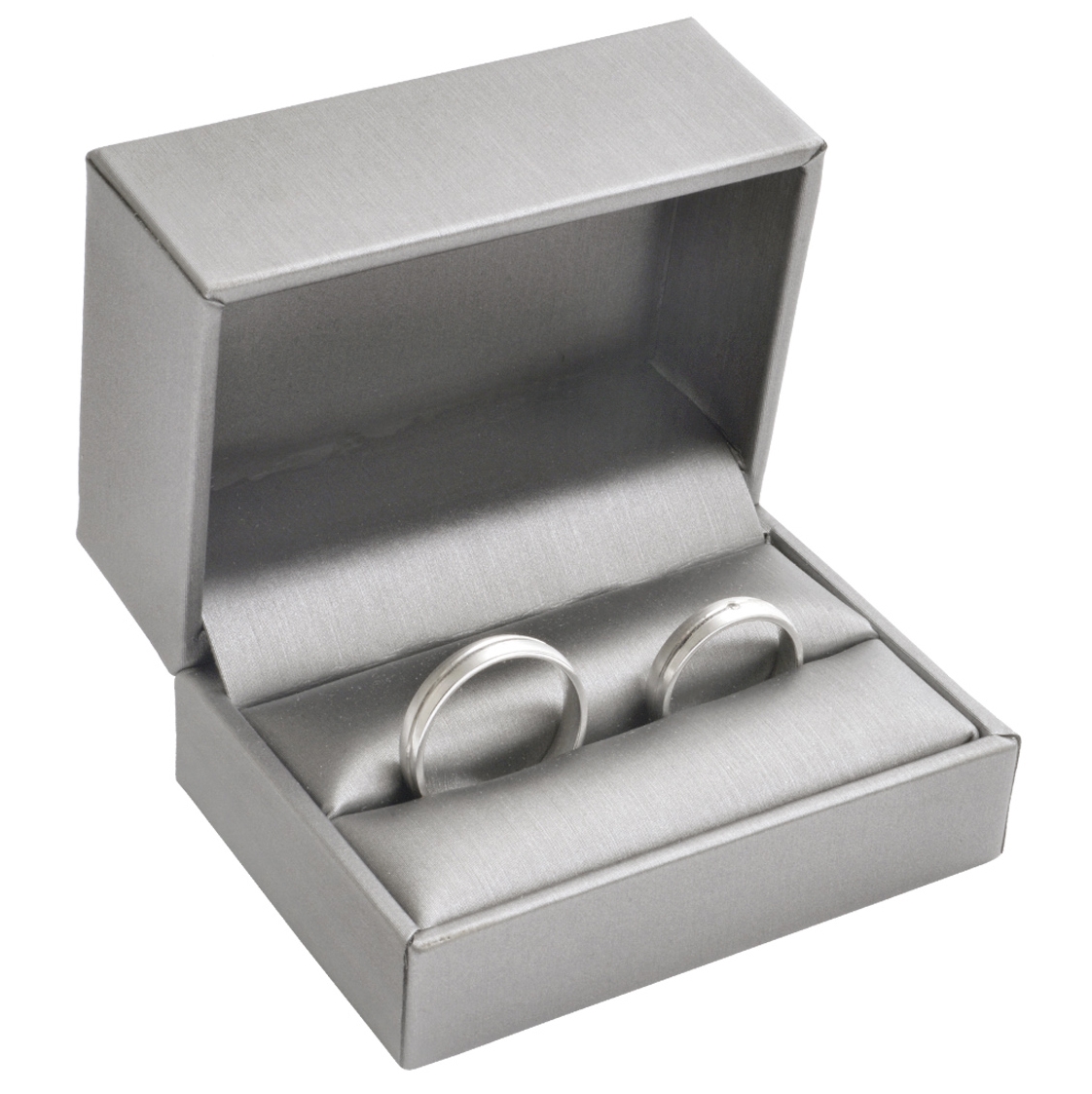 Darčeková krabička na svadobné obrúčky, kovovo šedá