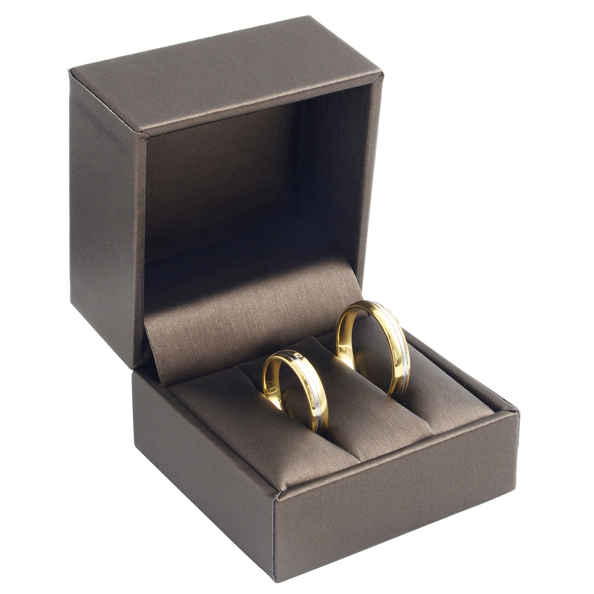 Darčeková krabička na snubný prsteňe, kovovo hnedá