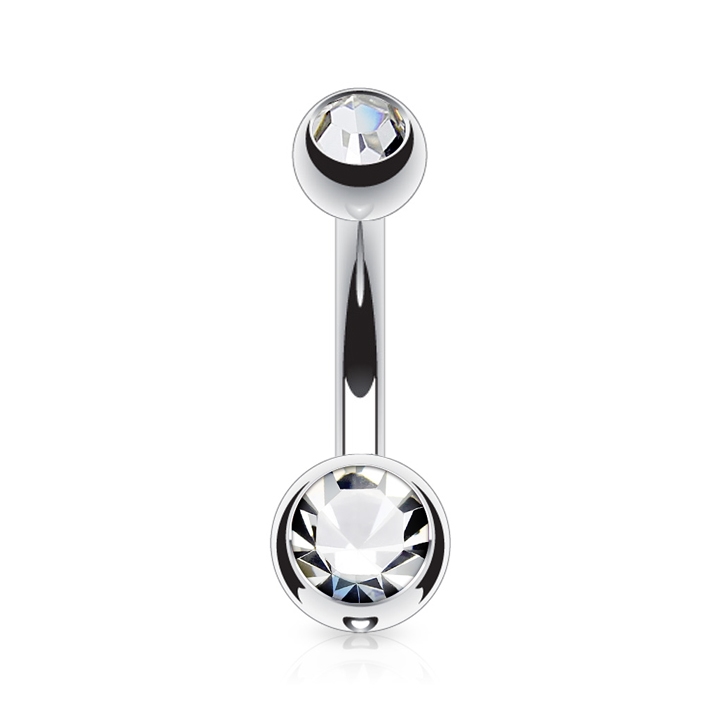 Šperky4U Piercing do pupíku - banánek malý 1,6 x 8 mm, CRYSTAL - BS1006-C