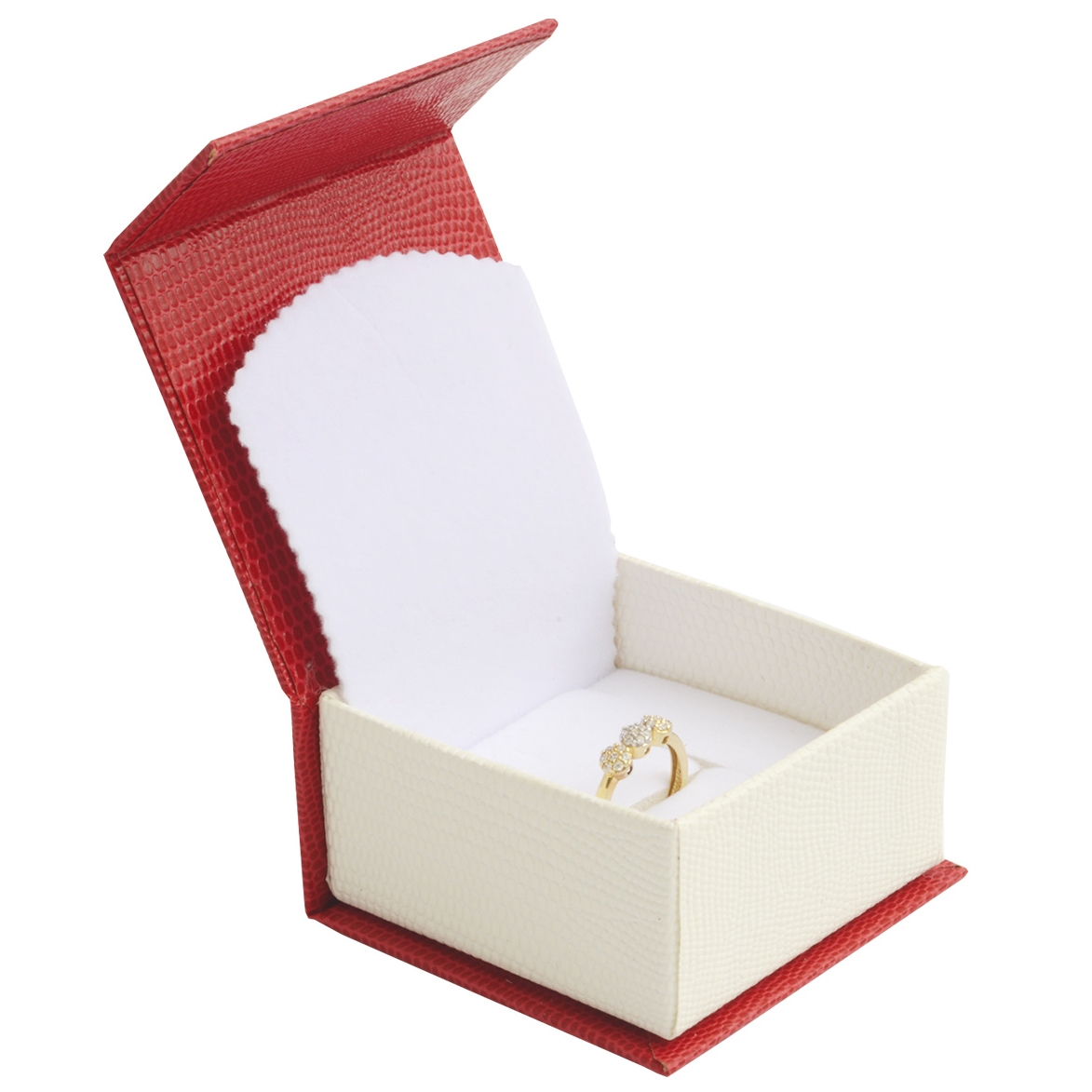 Červená darčeková krabička na prsteň, magnetické zatváranie