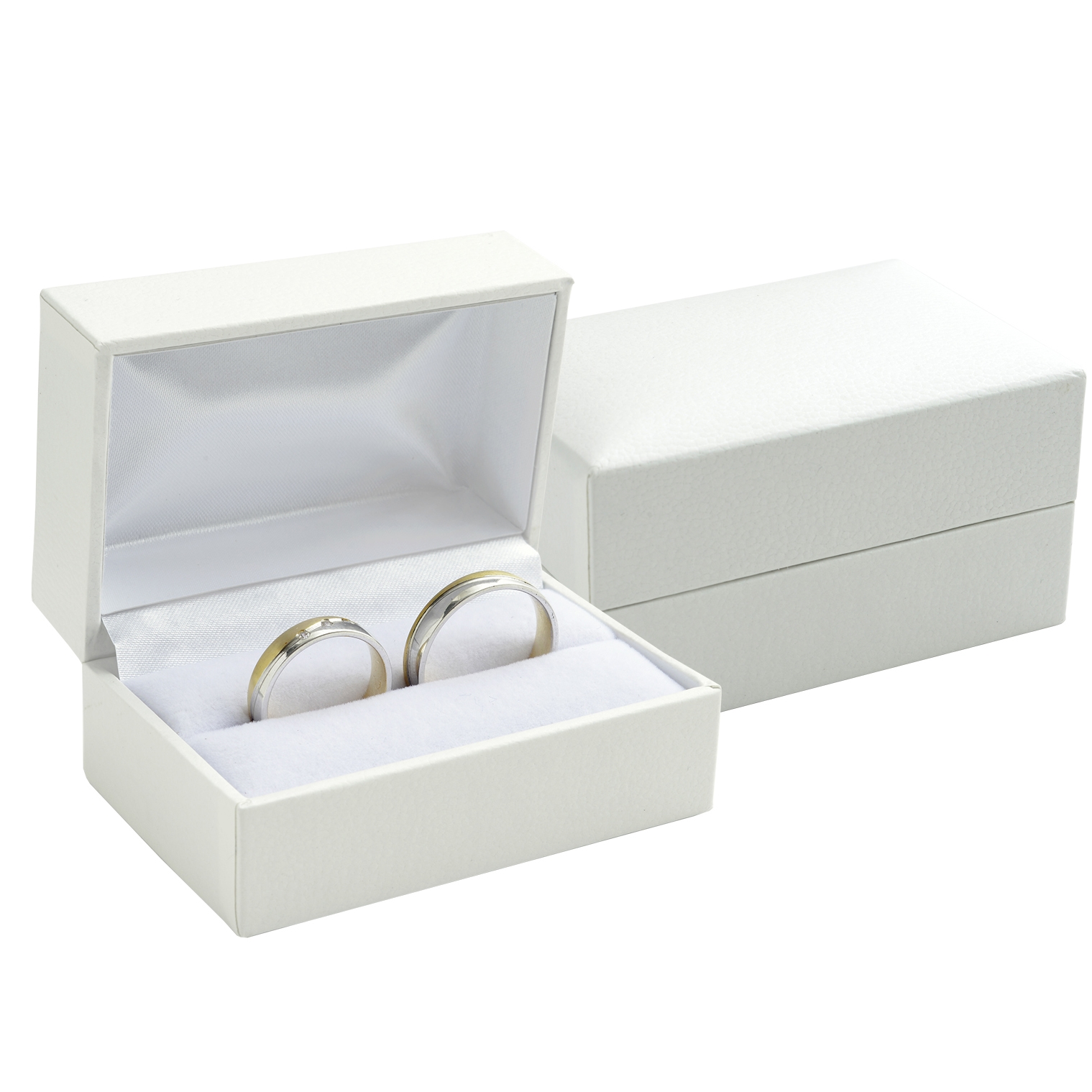 Šperky4U Bílá koženková krabička na snubní prsteny - KR0353-WH