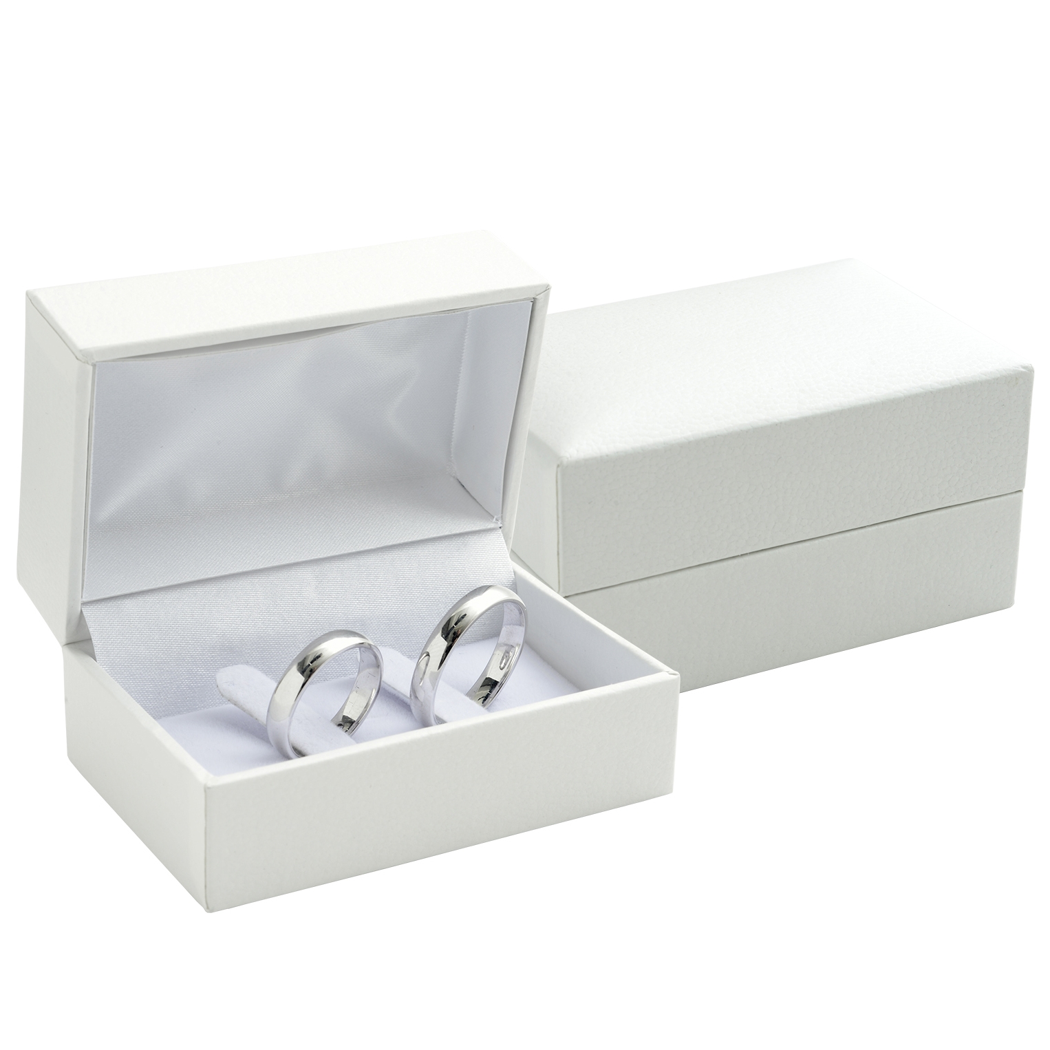Biela koženková krabička na snubné prstene