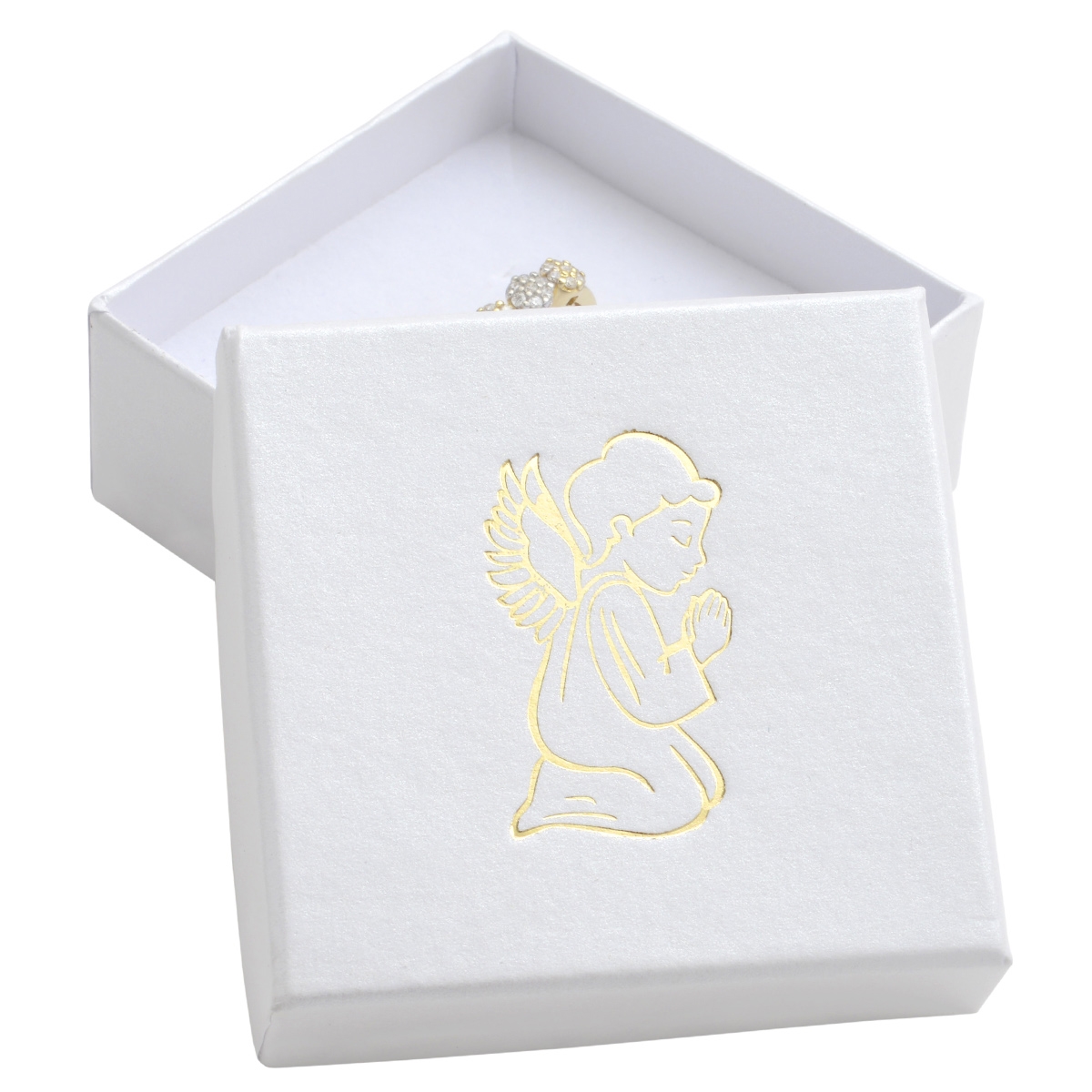 Biela darčeková krabička, zlatý anjel
