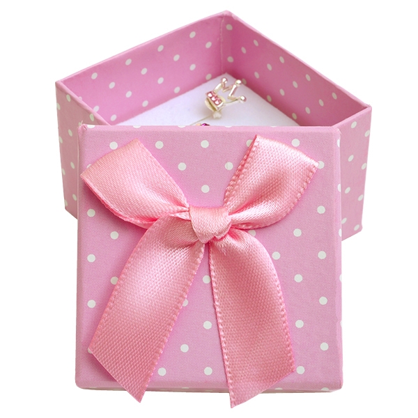 Šperky4U Malá dárková krabička na prsten růžová - bílé puntíky - KR0182-LP