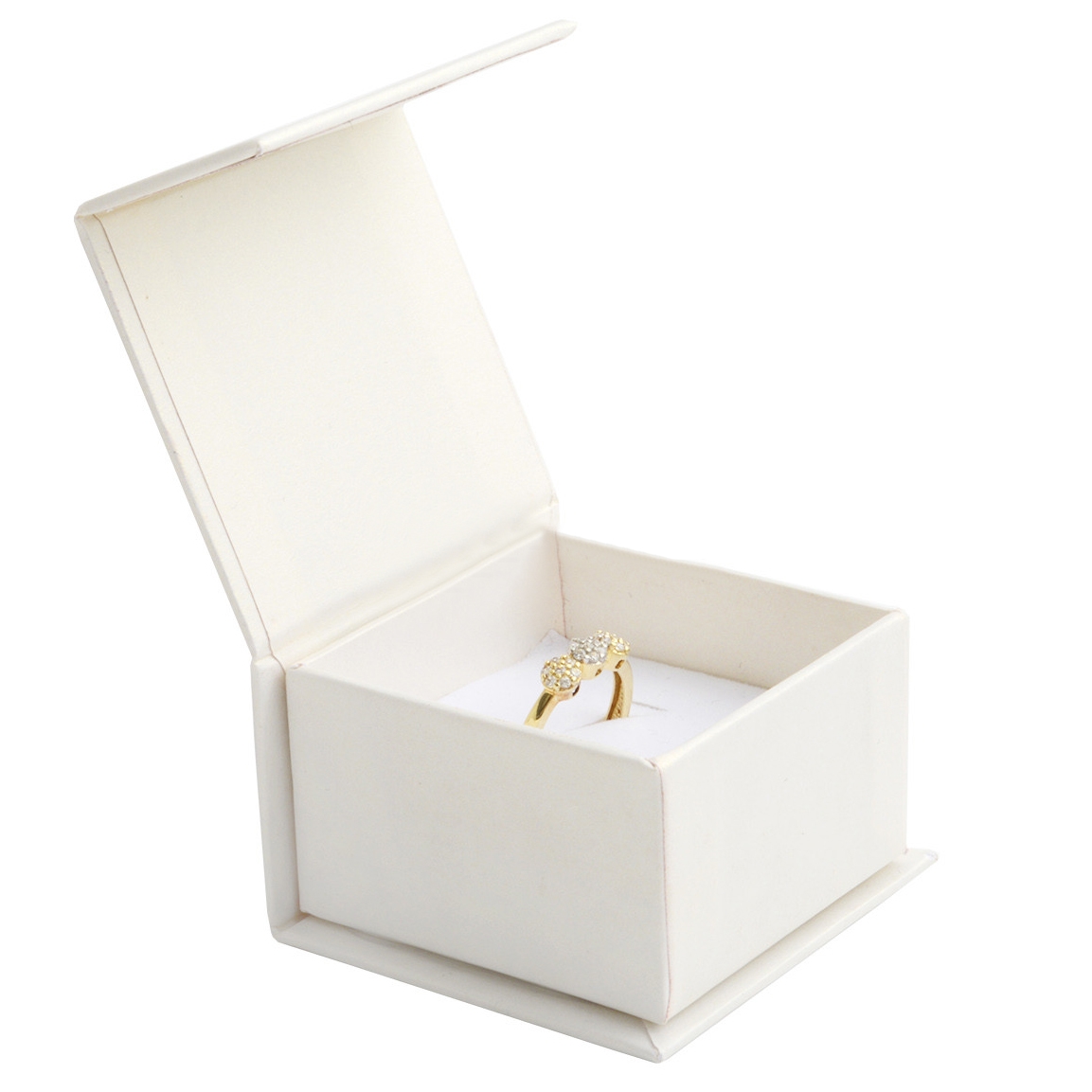 Darčeková krabička na prsteň smotanová, magnetické zatváranie