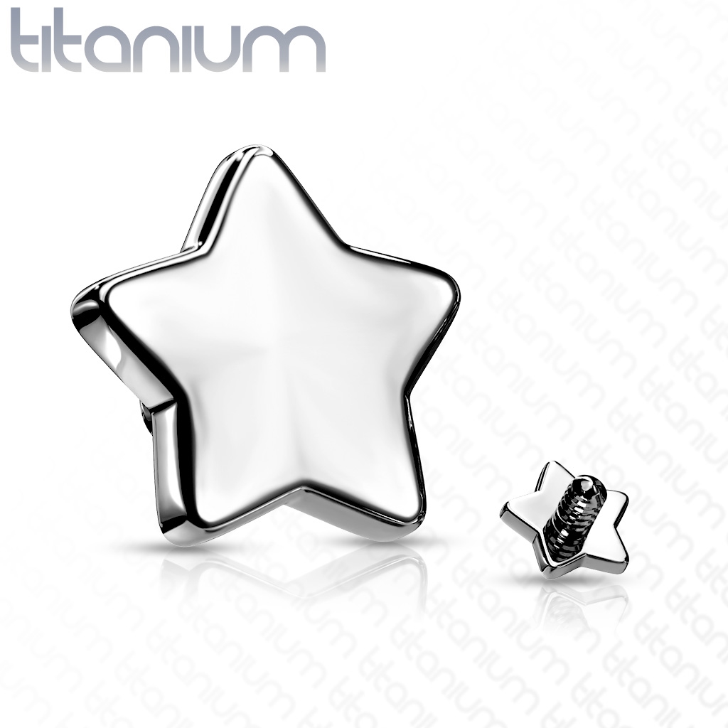 Šperky4U Ozdobná hvězdička dermálu TITAN, závit 1,6 mm, rozměr 4 mm - TIT1082