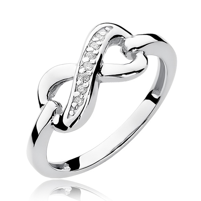 NUBIS® Zlatý prsten nekonečno s diamanty - velikost 49 - W-285W-49