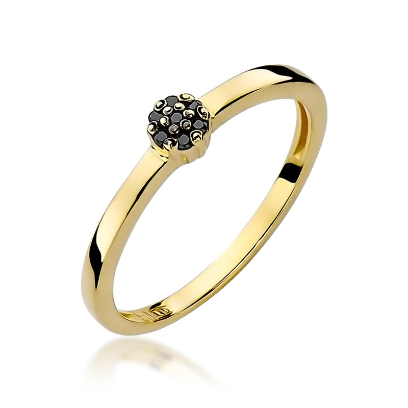 NUBIS® Zlatý prsten s černými diamanty - velikost 48 - W-100GK-48