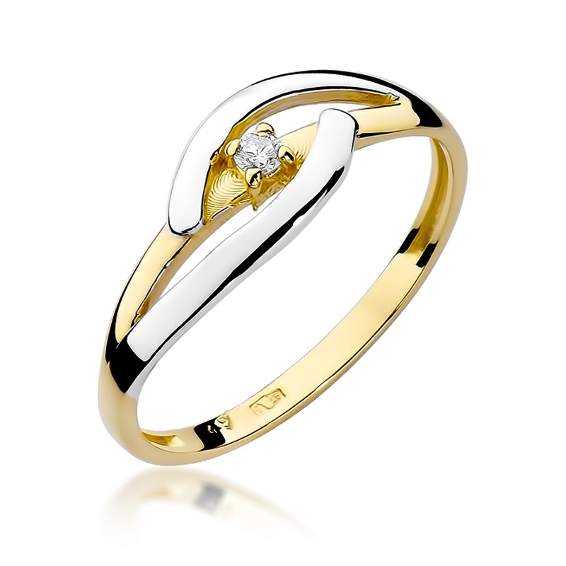 NUBIS® Zlatý zásnubní prsten s diamantem - velikost 53 - W-186GW-53