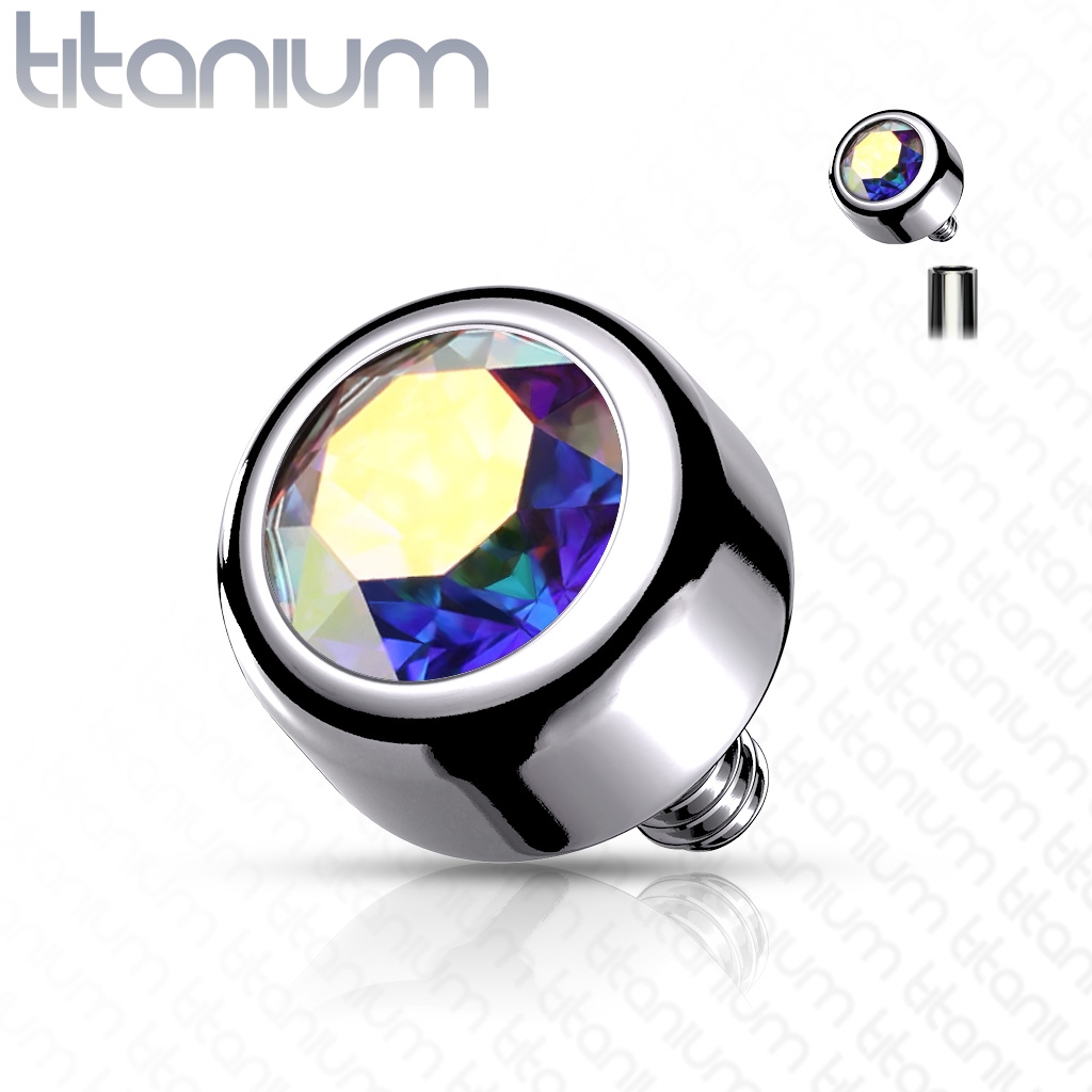 Šperky4U Náhradní kamínek k dermálu TITAN, závit 1,6 mm, 4mm - TIT1089-04AB