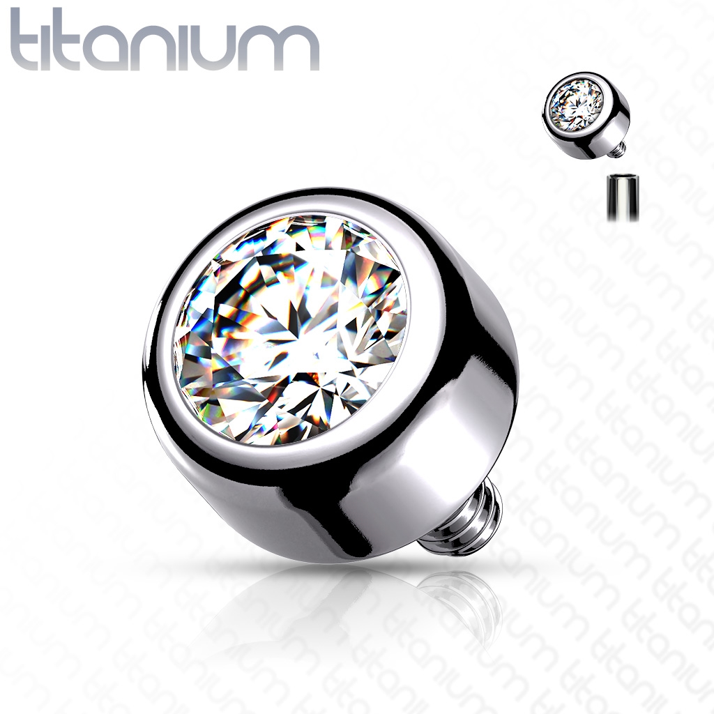 Šperky4U Náhradní kamínek k dermálu TITAN, závit 1,6 mm, 4mm - TIT1089-04C