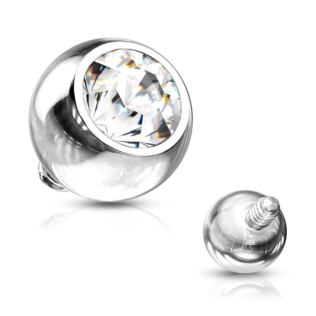 Šperky4U Ozdobný kulička s kamínem k mikrodermálu, průměr 5 mm, čirá barva - MD019-05C