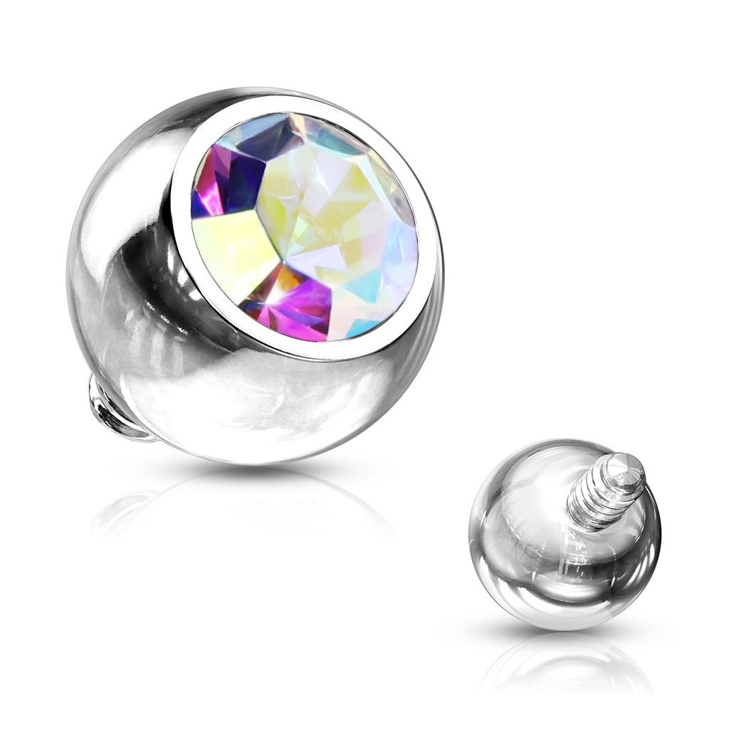 Šperky4U Ozdobný kulička s kamínem k mikrodermálu, průměr 4 mm - MD019-04AB