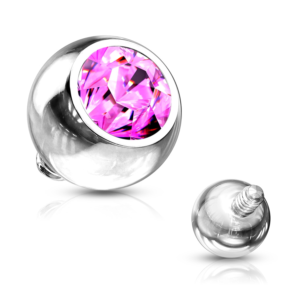 Šperky4U Ozdobný kulička s kamínem k mikrodermálu, průměr 4 mm - MD019-04P