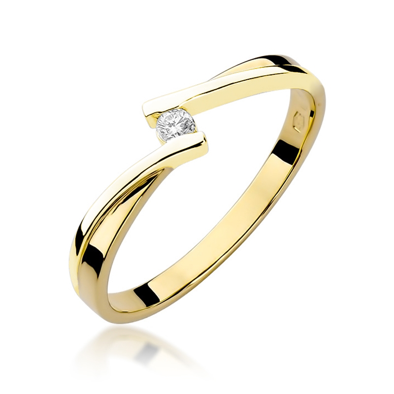 Zlatý zásnubný prsteň s diamantom, veľ. 52