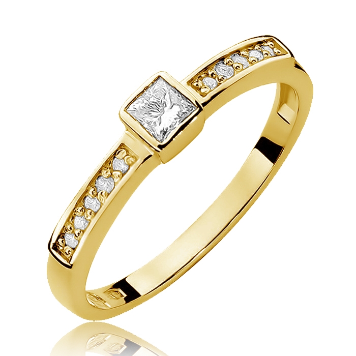 NUBIS® Zlatý zásnubní prsten s diamanty - W-327G