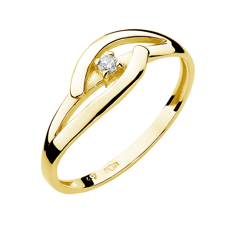 NUBIS® Zlatý zásnubní prsten s diamantem - velikost 55 - W-186G-55