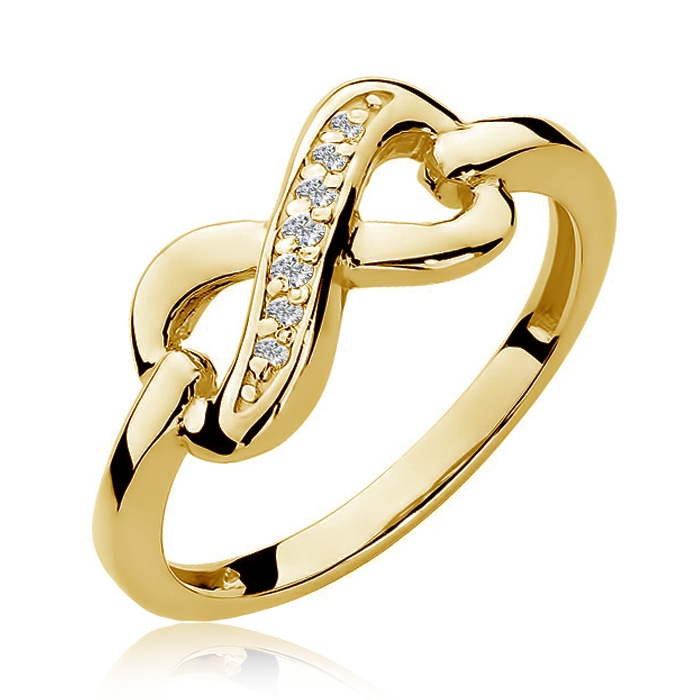 NUBIS® Zlatý prsten nekonečno s diamanty - velikost 55 - W-285G-55