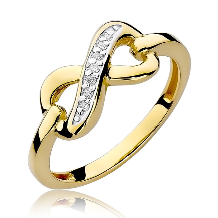 NUBIS® Zlatý prsten nekonečno s diamanty - velikost 55 - W-285GW-55