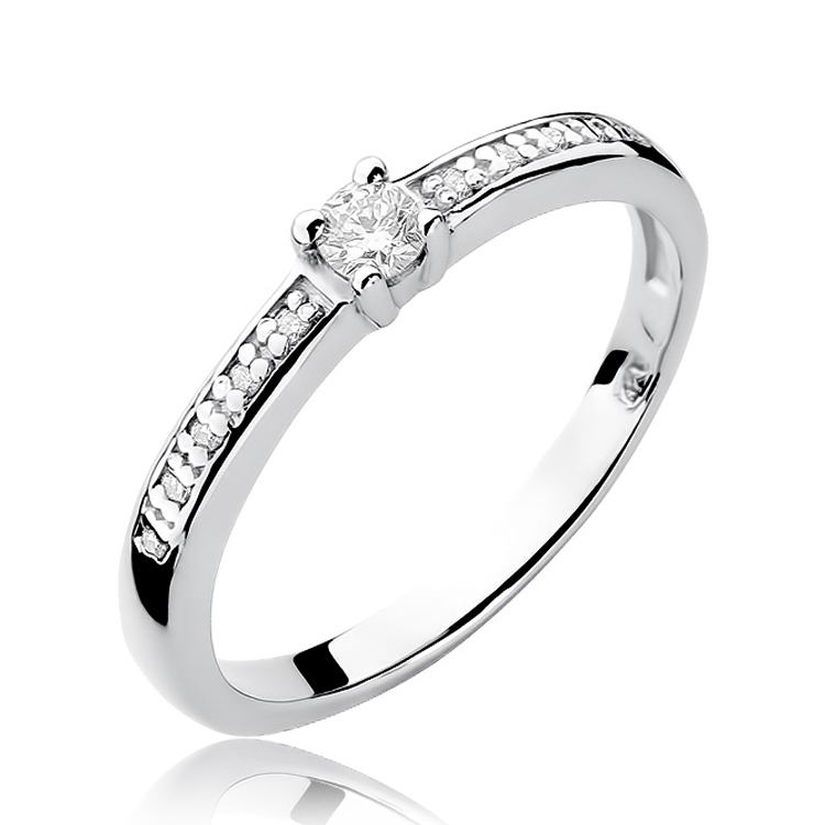 NUBIS® Zlatý zásnubní prsten s diamanty - velikost 49 - W-288W0.13-49