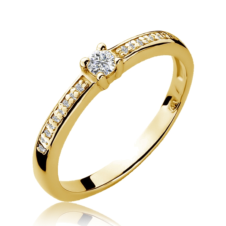 NUBIS® Zlatý zásnubní prsten s diamanty - velikost 50 - W-288G0.13-50