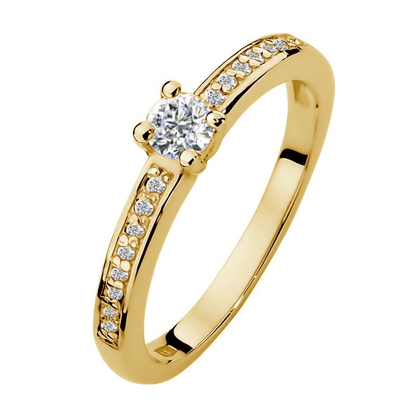NUBIS® Zlatý zásnubní prsten s diamanty - velikost 52 - W-288G0.28-52