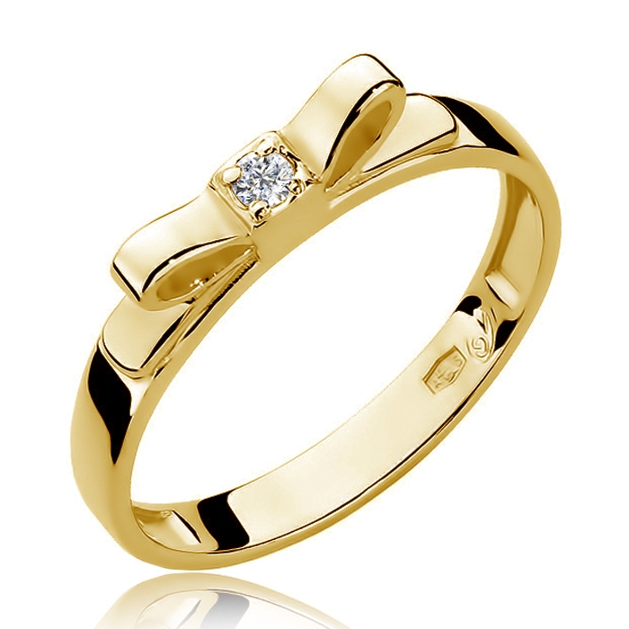 NUBIS® Zlatý prsten mašlička s diamantem - velikost 55 - W-290G-55