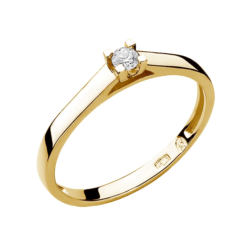 NUBIS® Zlatý zásnubní prsten s diamantem - velikost 61 - W-221-0.08G-61