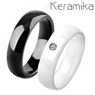 Keramické snubní prsteny černý a bílý - pár