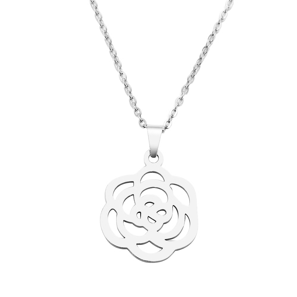 Oceľový náhrdelník s ružičkou